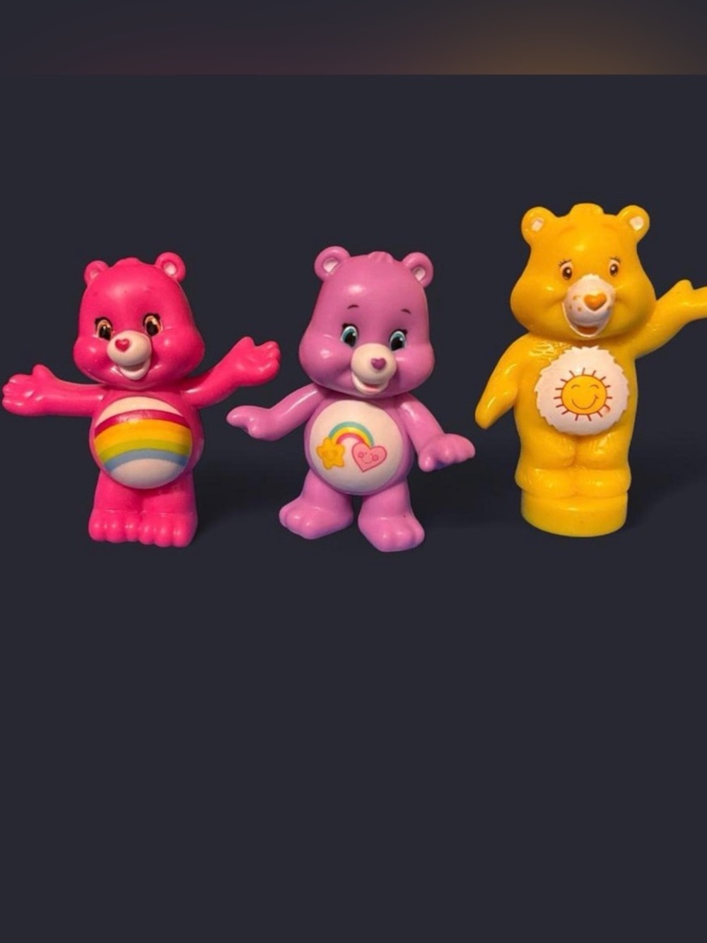 Care Bears Three-Piece Mini Figure Set - Hot Pink, Light Purple & Bright Yellow